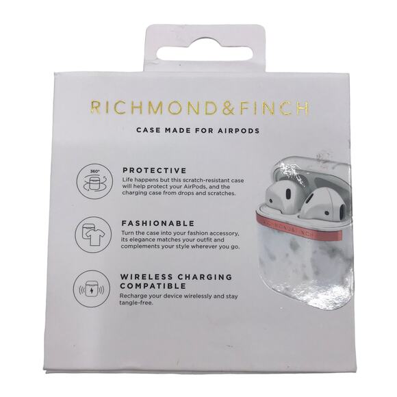 RICHMOND & FINCH Airpod Case White Marble Full Protective Cover Shockproof NIB - Picture 2 of 4